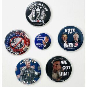 VTG 2004 Lot 6 Republican Political BUTTONS Pins George W. Bush Cheney Reagan